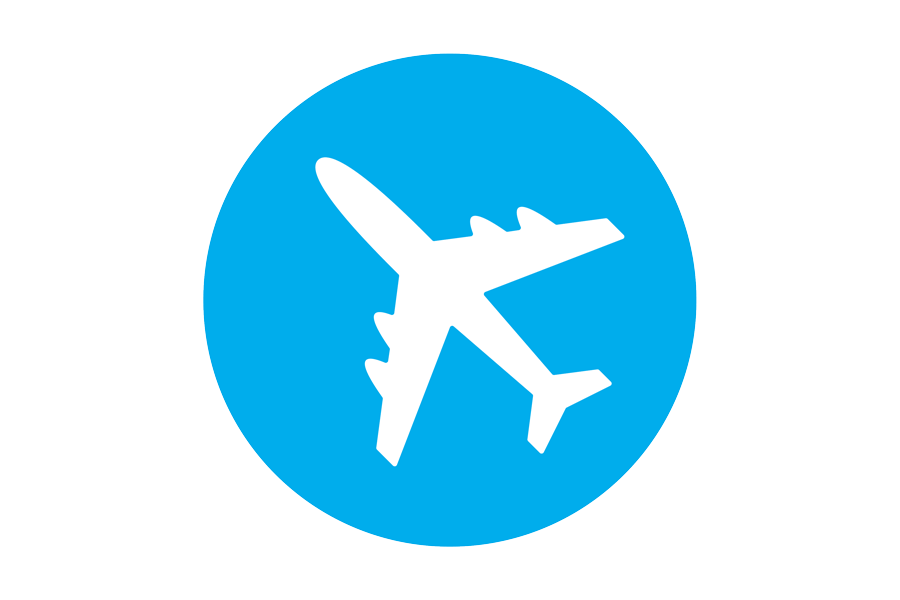 白色飞机的蓝色图标.