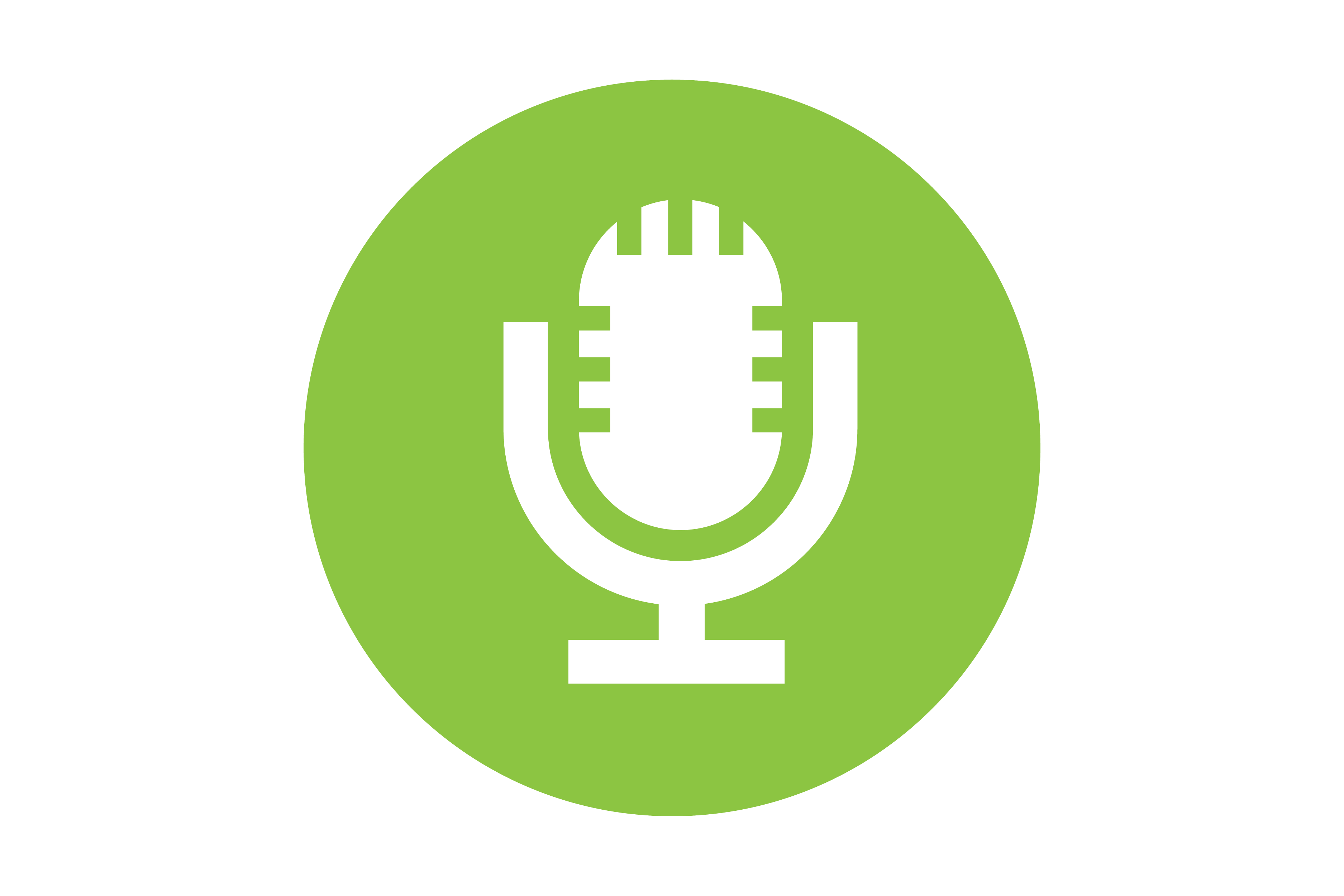 White microphone on green background